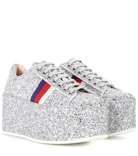 gucci silver platform sneakers|Gucci platform sneakers sale.